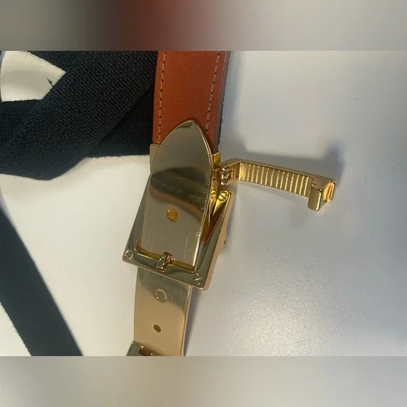 Tory Burch stretch blue belt gold buckle USA woman’s large - Picture 4 of 6